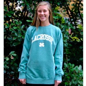 LIKE NEW Lacrosse Teal Shamrock Crewneck